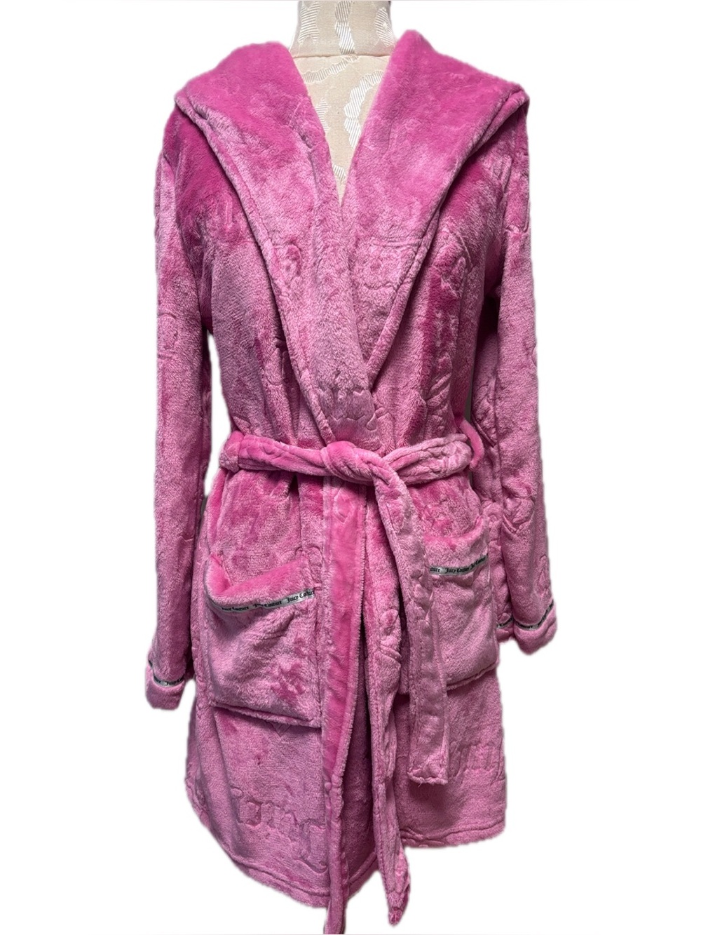 Juicy Couture Plush Hot Pink Belted Robe